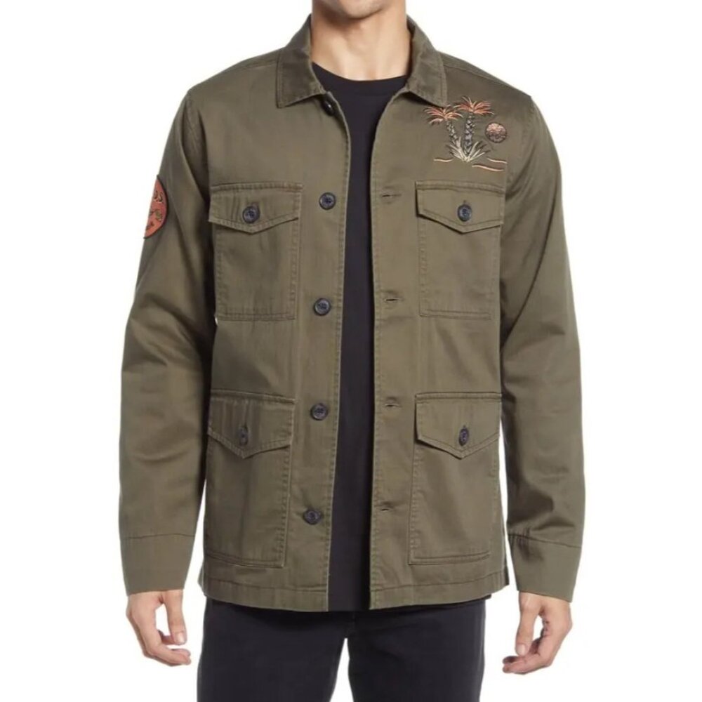 Roark Scorpions Of The Sahara Embroidered Utility Jacket Button Up Green Large